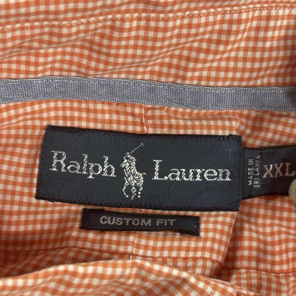 RALPH LAUREN Shirt Men 2XL Gingham Check Custom Fit Button Up Long Sleeve Cotton - Picture 9 of 10
